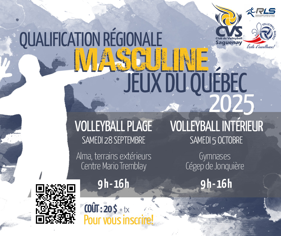 Qualification régionale masculine pour les Jeux du Québec - Club de Volleyball Saguenay